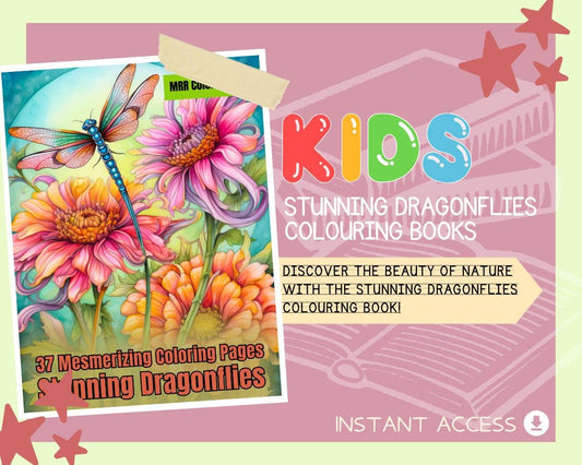 Stunning Dragonflies Colouring Book | 37 Insect Themed Graphic Pages | Kids & Adults Art Books | Printable Drawing Colour Sheets All Ages |