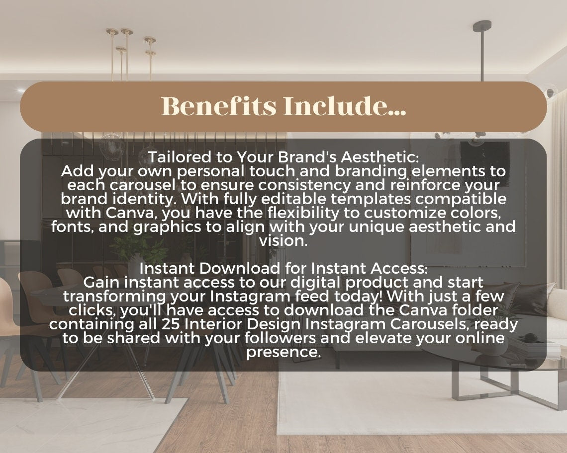 Interior Design Instagram Carousels | 25 Social Media Graphics |  Architect Insta Templates | Instagram Carousel Designs For Viral IG