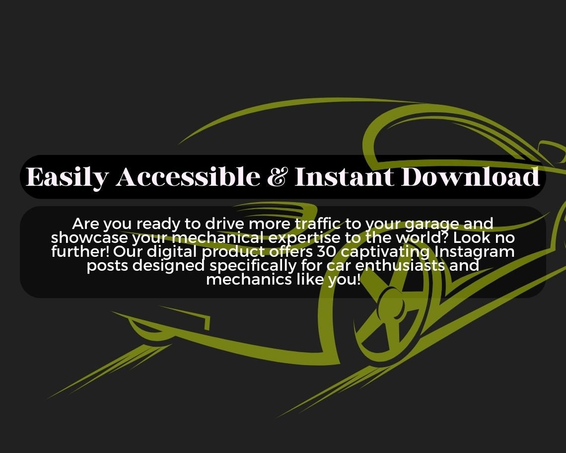 Car & Mechanic Instagram Posts | 30 Social Media Graphics | Gear Head Insta Post Templates | Instagram Story and Post Designs For Viral IG