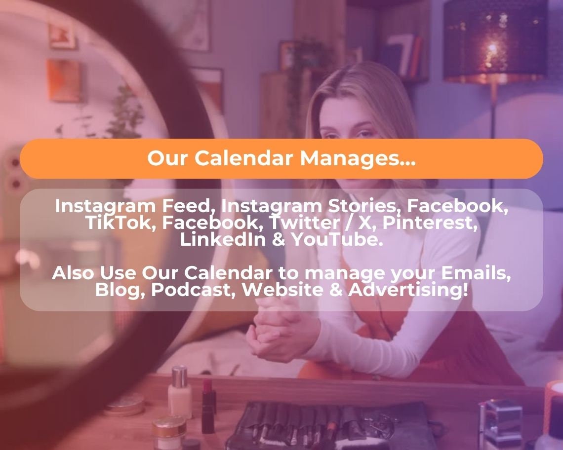 Social Media Content Calendar | Social Media Organiser & Schedule | Key Dates Planner for Instagram Facebook TikTok Snapchat Pinterest