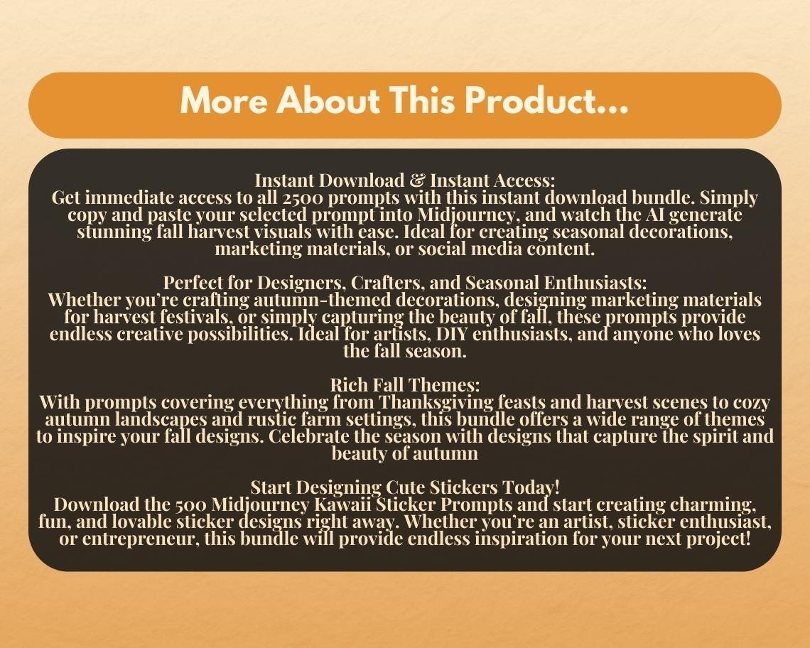 2500 Midjourney Fall Harvest Prompts | AI Graphic Design Prompt Bundle | Automated Intelligence Prompts For Autumn Image Creation |
