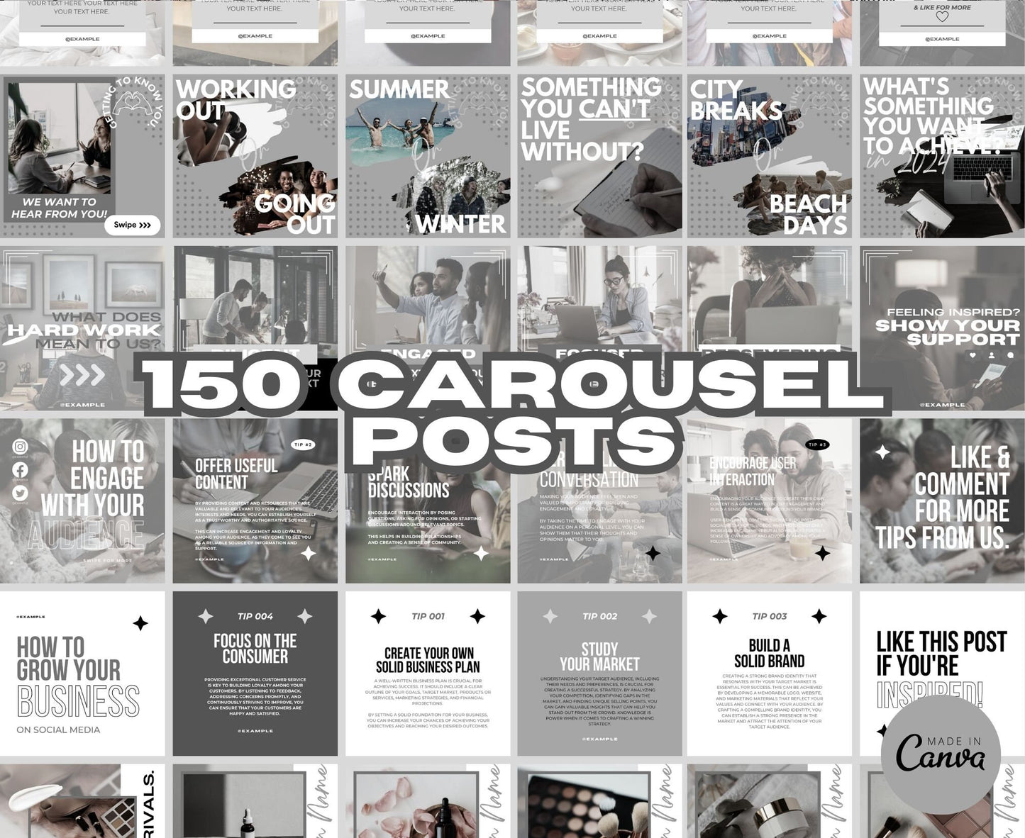 Over 625 Editable White & Black Instagram Templates for Canva | Social Media Graphics | Sleek IG Templates | Instagram Story/Post Designs