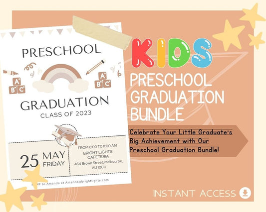Preschool Graduation Bundle | Children's Kindergarten Certificate | Kids Congratulations Award Certification For Graduating Preschool |