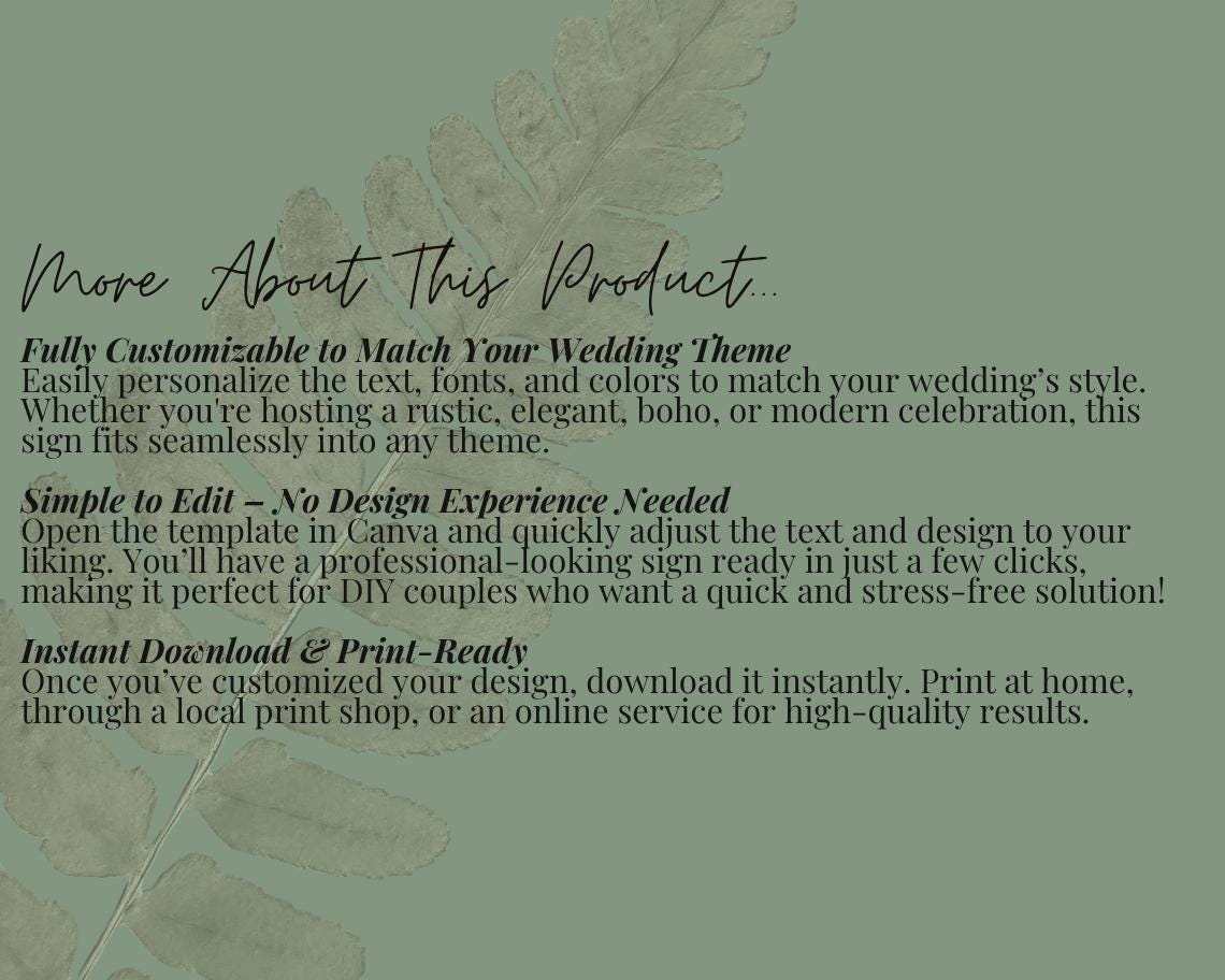 Reserved Wedding Sign Template | Editable Canva Design | Instant Download | Customizable Printable Sign
