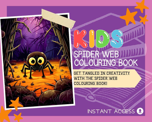 Spider Web Colouring Book | 15 Arachnid Themed Graphic Pages | Kids & Adults Art Books | Printable Drawing Colour Sheets All Ages |