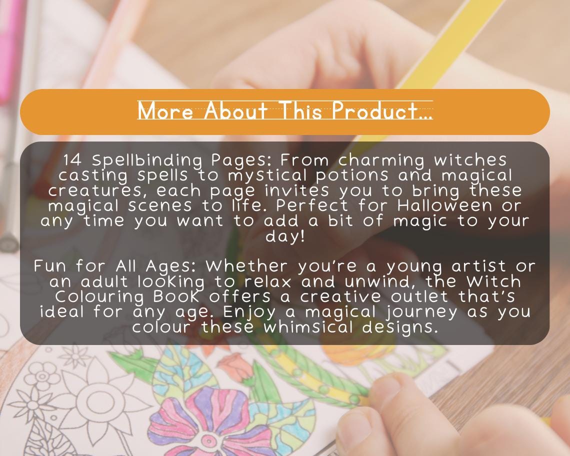 Witched Enchantment Colouring Book | 14 Witch Themed Graphic Pages | Kids & Adults Art Books | Printable Drawing Colour Sheets All Ages |