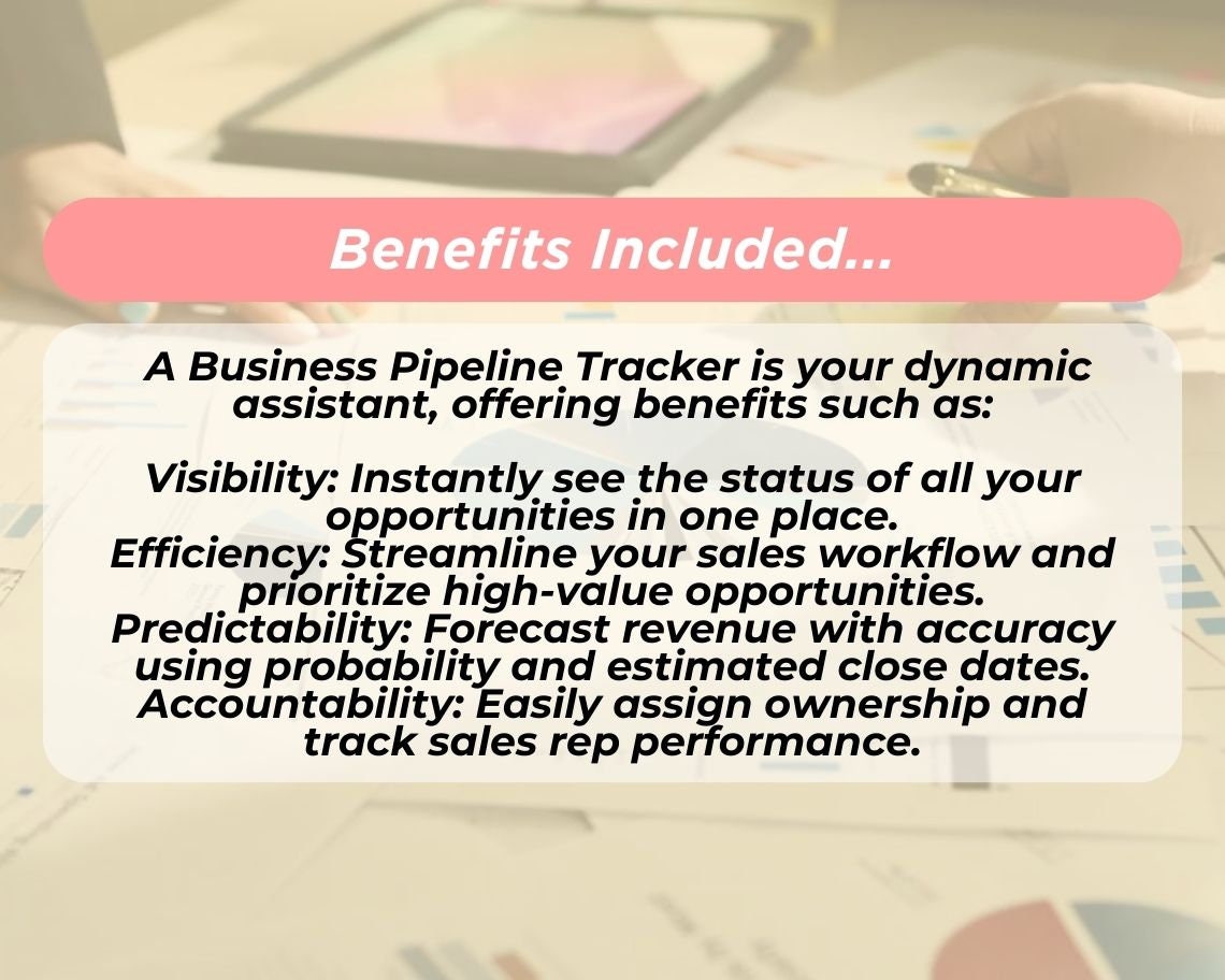 Business Pipeline Tracker | Sales Pipeline Spreadsheet | Detailed Sales Target Report Planner