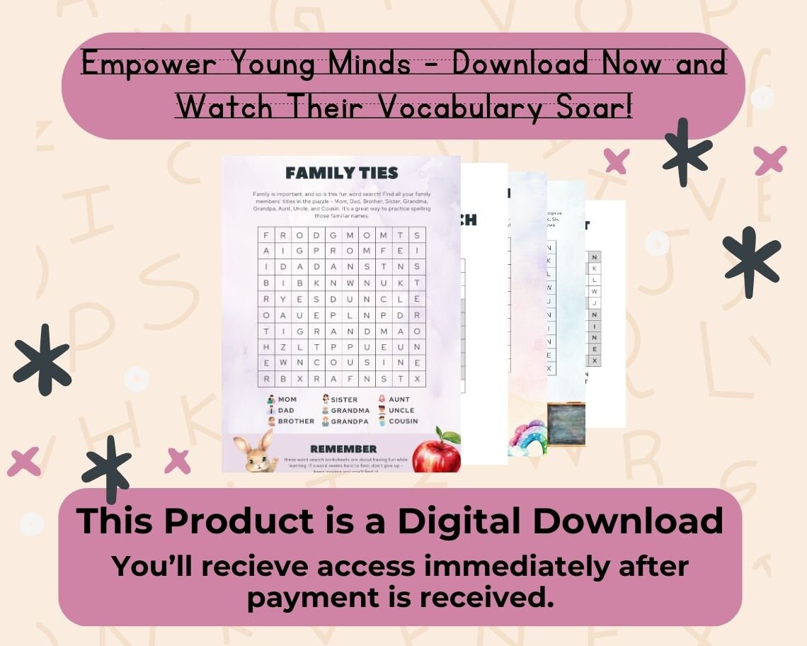Kids Word Search Puzzle | Children's Learning Sheet | Teach Kids & Toddlers Pages | Kids Educational Templates For Learning Words