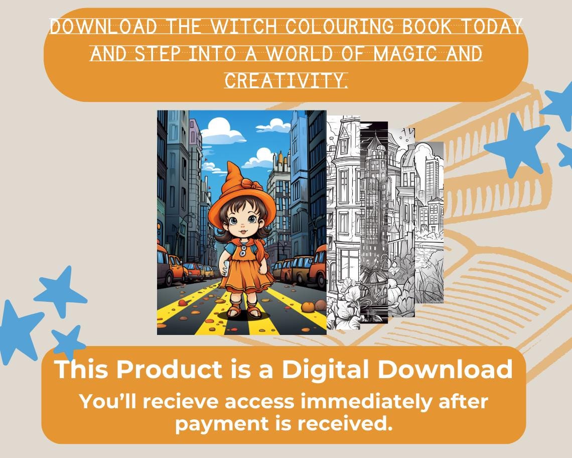 Witched Enchantment Colouring Book | 14 Witch Themed Graphic Pages | Kids & Adults Art Books | Printable Drawing Colour Sheets All Ages |