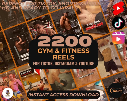 2200 Gym & Fitness Reels | DFY Done For You Viral Clips | TikTok Instagram Reels Facebook Youtube Shorts | English Videos Ready To Post