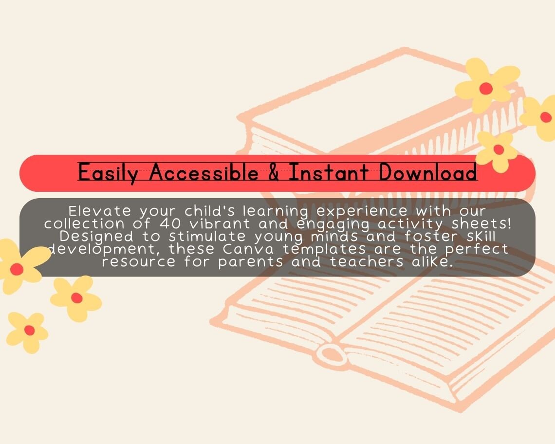 Kids 40 Activity Sheets | Children's Learning Sheet | Teaching Kids & Toddlers Pages | Kids Educational Templates For Learning and Education