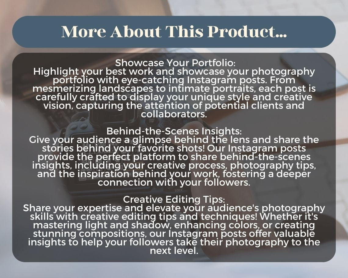 Photography Instagram Posts | 50 Social Media Graphics | Shutterbug Insta Post Templates | Instagram Story and Post Designs For Viral IG