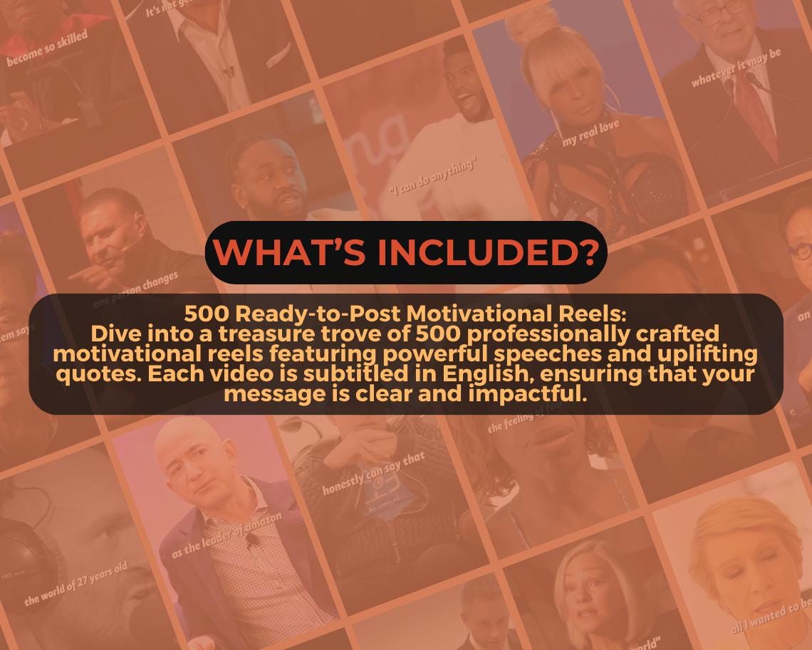 500 Motivational Reels | DFY Done For You Viral Reels | TikTok Instagram Reels Facebook Youtube Shorts | English Subtitled Ready To Post |