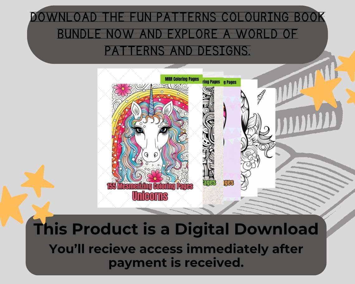 Fun Patterns Colouring Book BUNDLE | 642 Themed Graphic Pages | 4 Kids & Adults Art Books | Printable Drawing Colour Sheets All Ages |