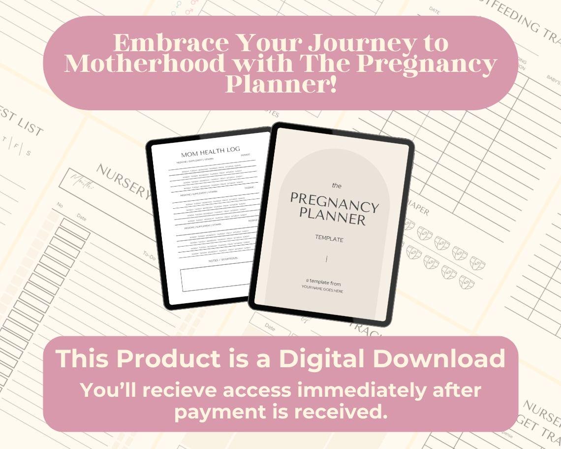 Pregnancy Planner | Goodnotes, Ipad, Notability, Canva | Daily/Weekly/Monthly Planner | Fertility Birth Cycle Pregnant Woman Tracker