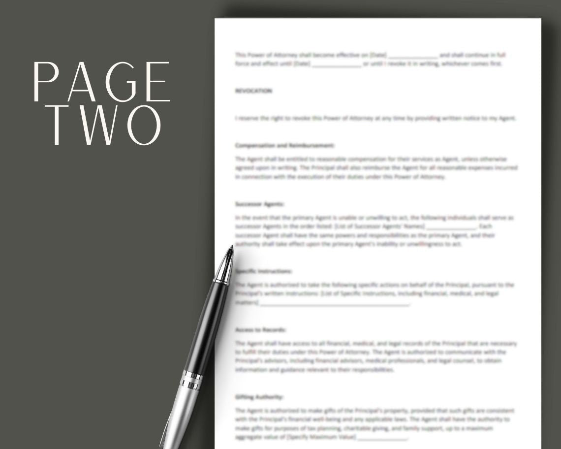Power of Attorney POA | Legal Document Lawyer Certified Binding Contract | Save Money on Legal Fees Instant Printable Download Easy Edit