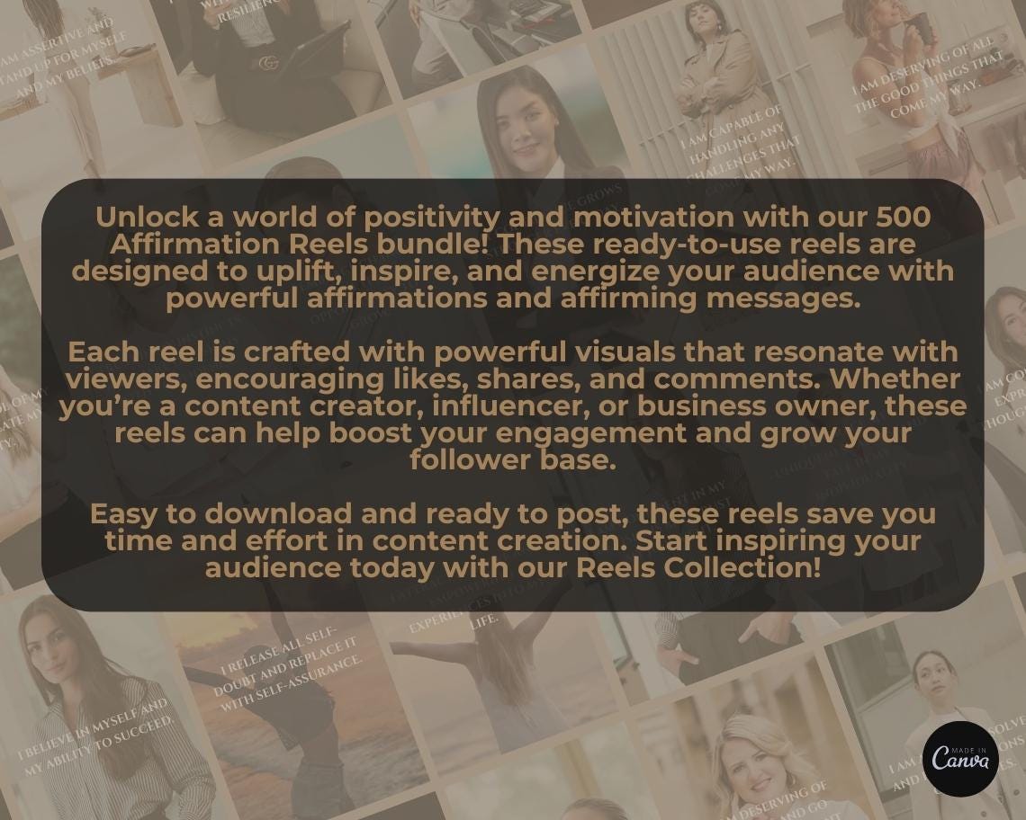 500 Affirmation Reels | DFY Done For You Viral Reels | TikTok Instagram Reels Facebook Youtube Shorts | English Subtitled Ready To Post |