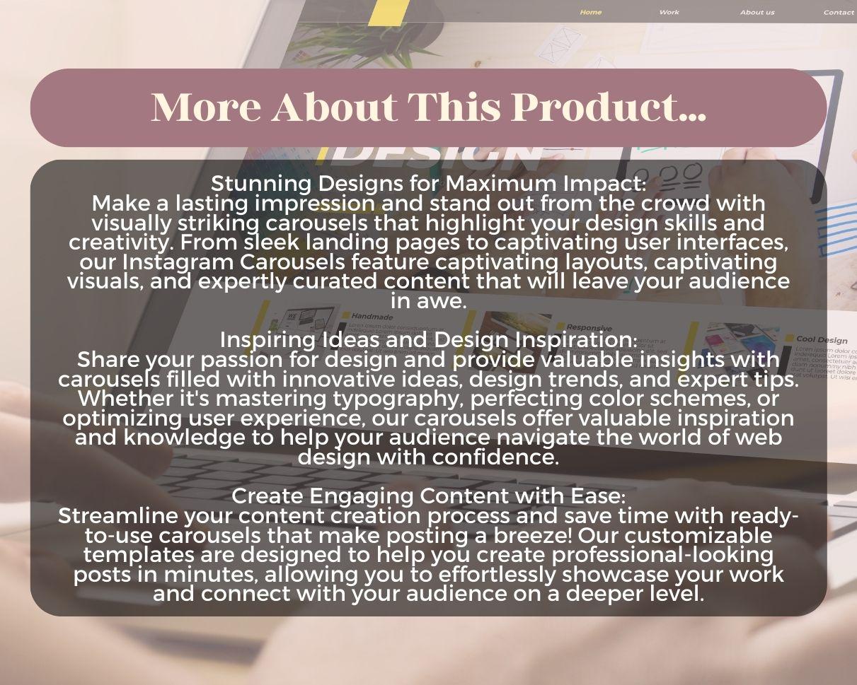 Web Design Instagram Carousels | 44 Social Media Graphics |  Web Developer Insta Templates | Instagram Carousel Designs For Viral IG