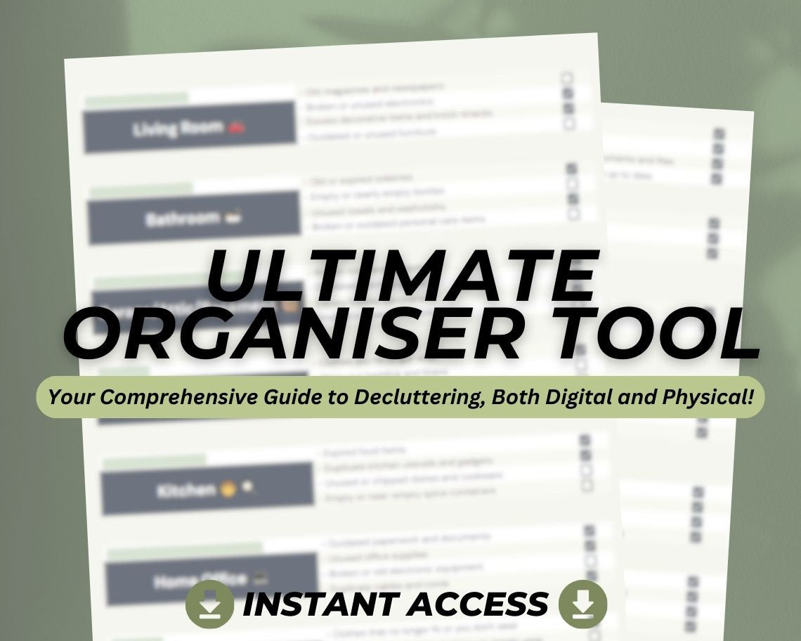 Ultimate Organiser Tool | Declutter Your Dashboard | Clean Up Digital & Physical Spaces | Cleaning Organisation Checklist | Free Space Sheet