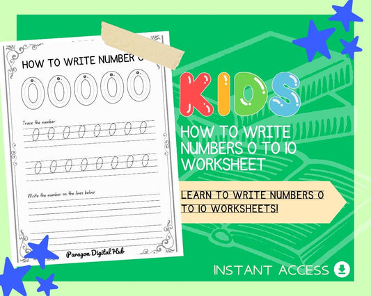 How to Write Numbers 0 to 10 Worksheets | 11 Printable Pages | Tracing & Counting Practice for Kids