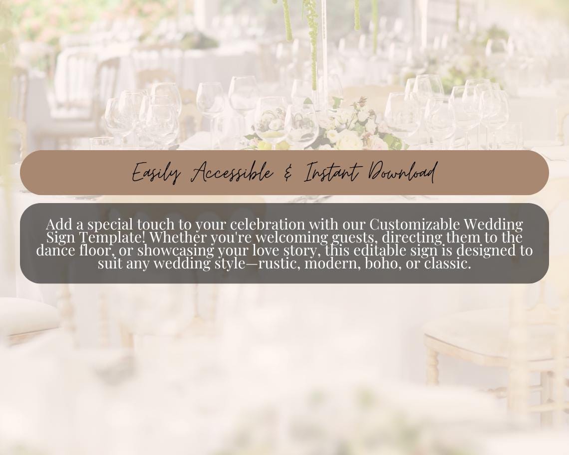 Editable Wedding Sign Template | Instant Download | Personalized Ceremony & Reception Signage