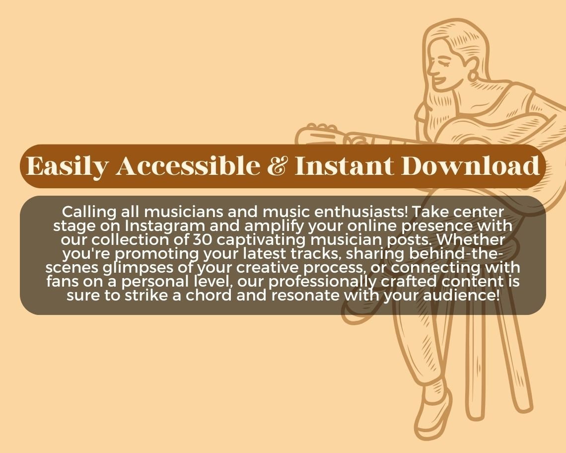 Musician Instagram Posts | 30 Social Media Graphics | Music Artist Insta Post Templates | Instagram Story and Post Designs For Viral IG