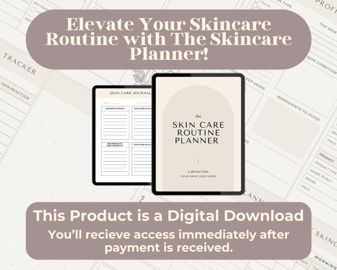 Skincare Planner | Goodnotes, Ipad, Notability, Canva | Daily/Weekly/Monthly Planner | Skin Care Routine Exfoliation Facial Beauty Tracker