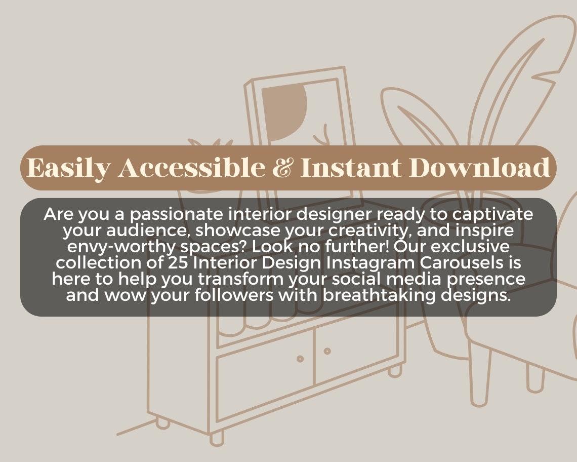 Interior Design Instagram Carousels | 25 Social Media Graphics |  Architect Insta Templates | Instagram Carousel Designs For Viral IG