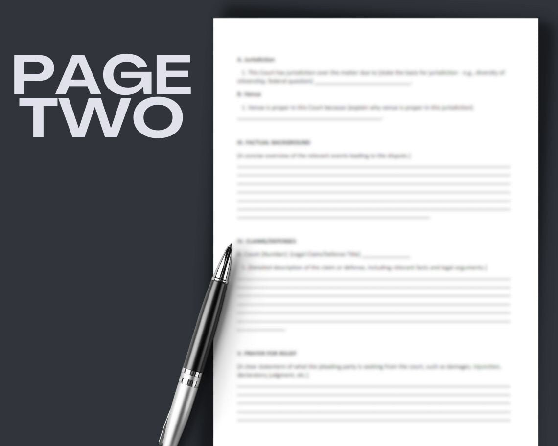 Pleading Paper | Legal Document Lawyer Certified Binding Contract | Save Money on Legal Fees Instant Printable Download Easily Editable