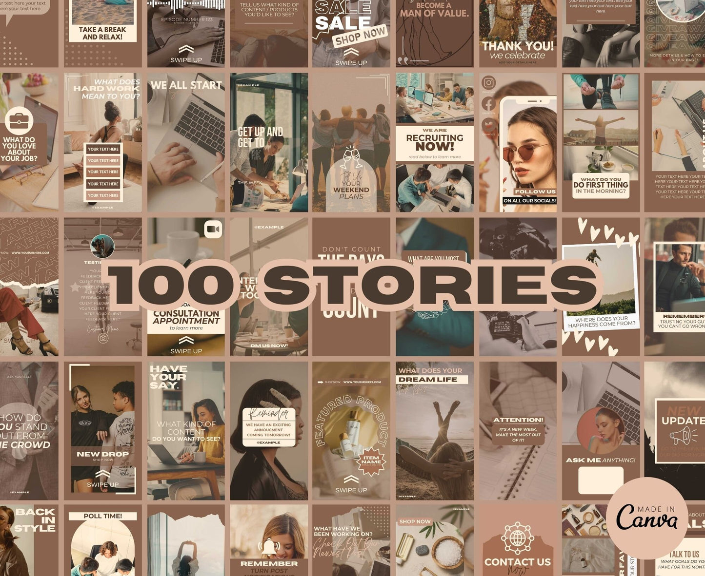 Over 625 Editable Neutral Tones Instagram Templates for Canva | Social Media Graphics | Boho IG Templates | Instagram Story/Post Designs