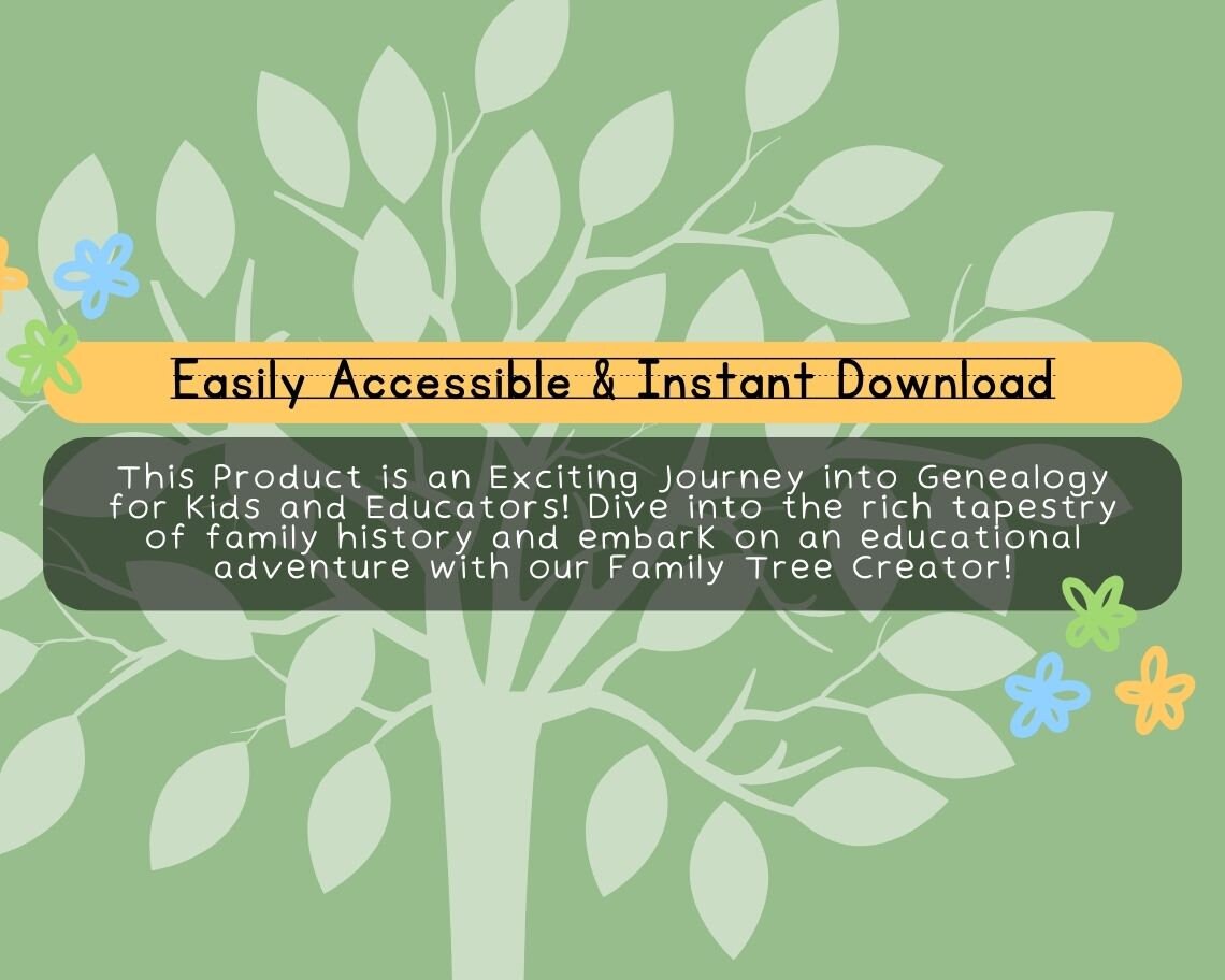 Family Tree Creator For Kids | Childrens Learning Sheet | Teach Kids & Toddlers Pages | Kids Educational Templates For Brain Training