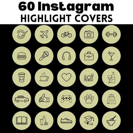 60 Instagram Highlight Covers | Beige & Neutral IG Story Icons | Minimalist Aesthetic Highlight Buttons | IG Story Icons | Social Media Kit