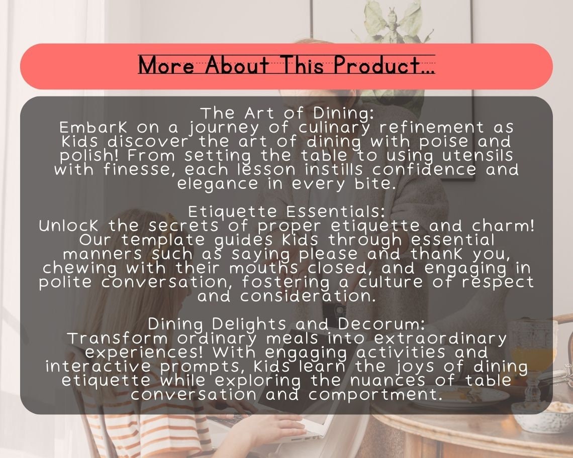 Kids Table Manners | Children's Learning Sheet | Teach Kids & Toddlers Pages | Kids Educational Templates For Learning Basic Etiquette
