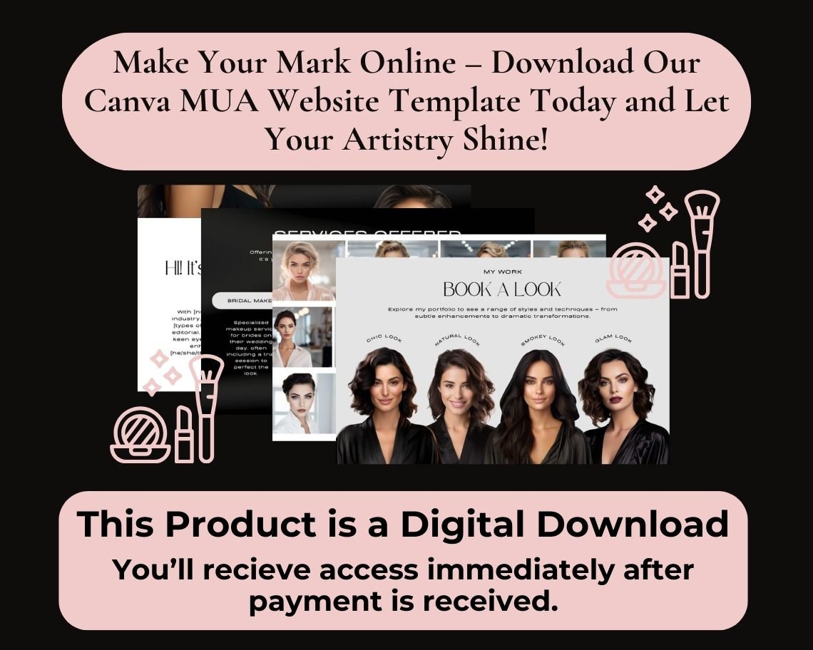 Canva MUA Website Template | Website Landing Page For Make Up Artist | Easy One Page Web Design | Create a MUA Easily With Canva