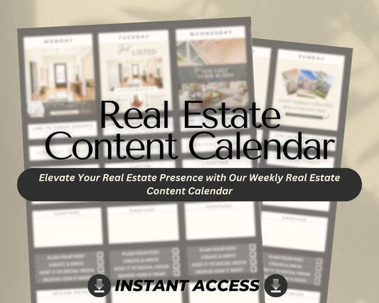 Real Estate Content Calendar | Weekly Realtors Content Schedule | Estate Agents Social Media Post Planner | Plan Content Week by Week