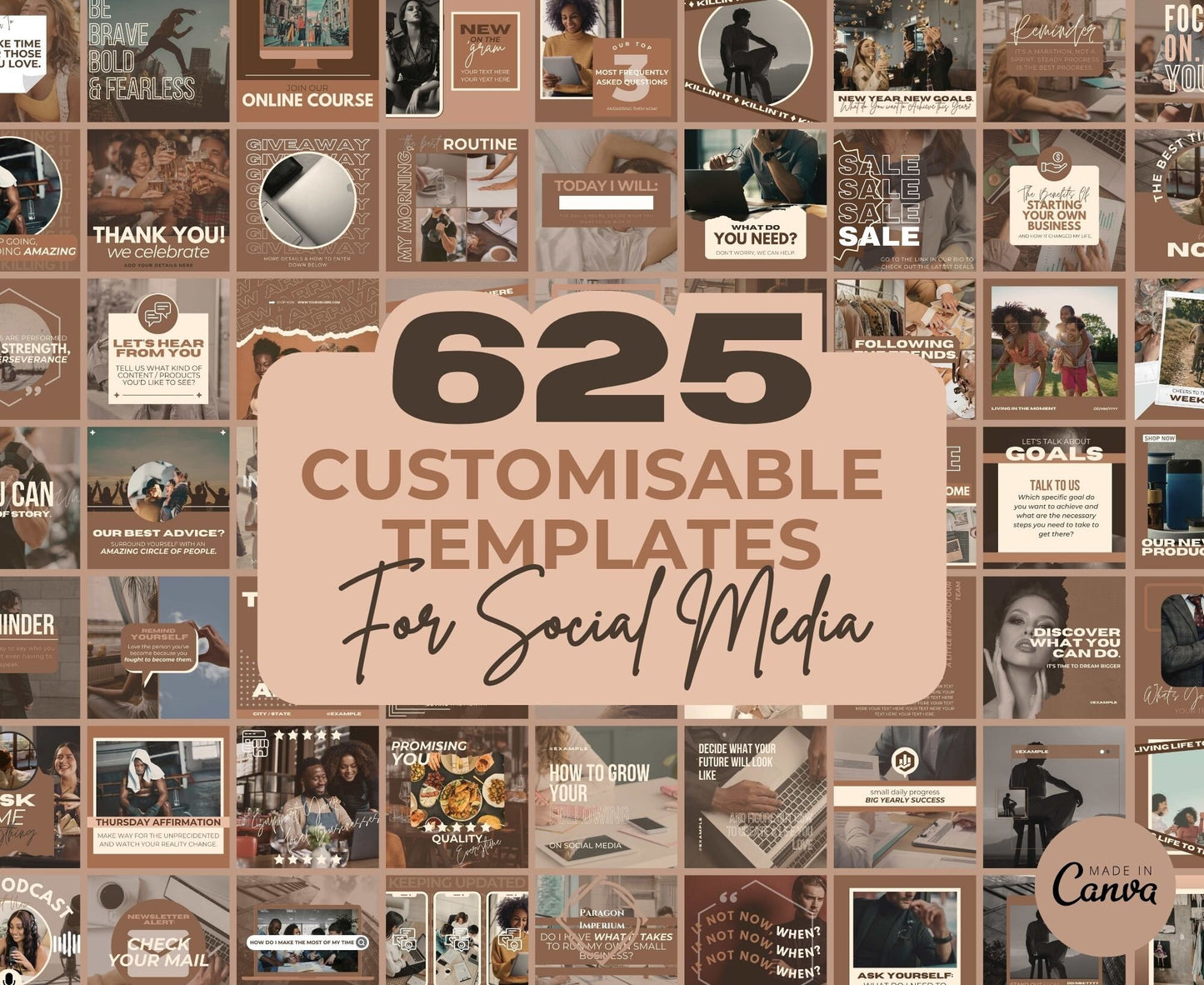 Over 625 Editable Neutral Tones Instagram Templates for Canva | Social Media Graphics | Boho IG Templates | Instagram Story/Post Designs