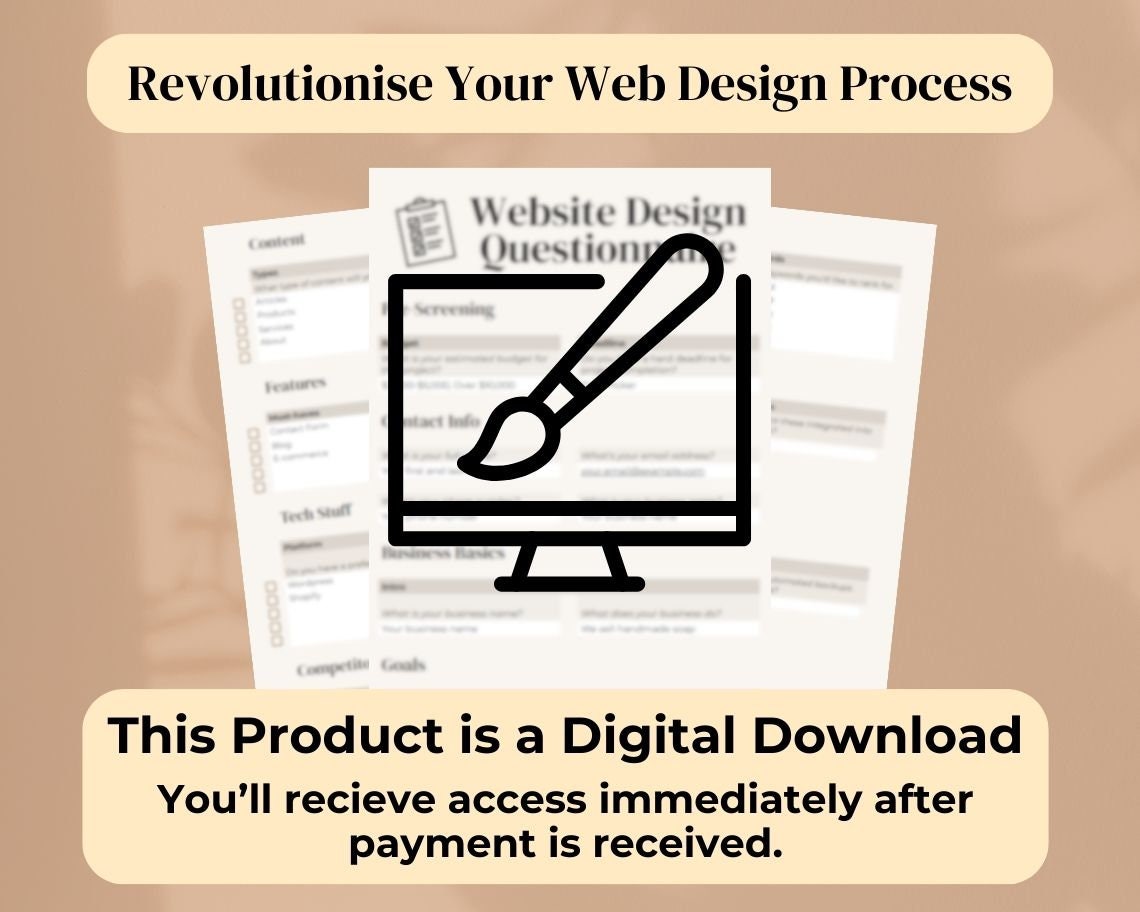 Website Design Questionnaire Spreadsheet | Web Designer Predesigned Question Sheet  | High Ticket Client Cheat Sheet | Website Builder Form