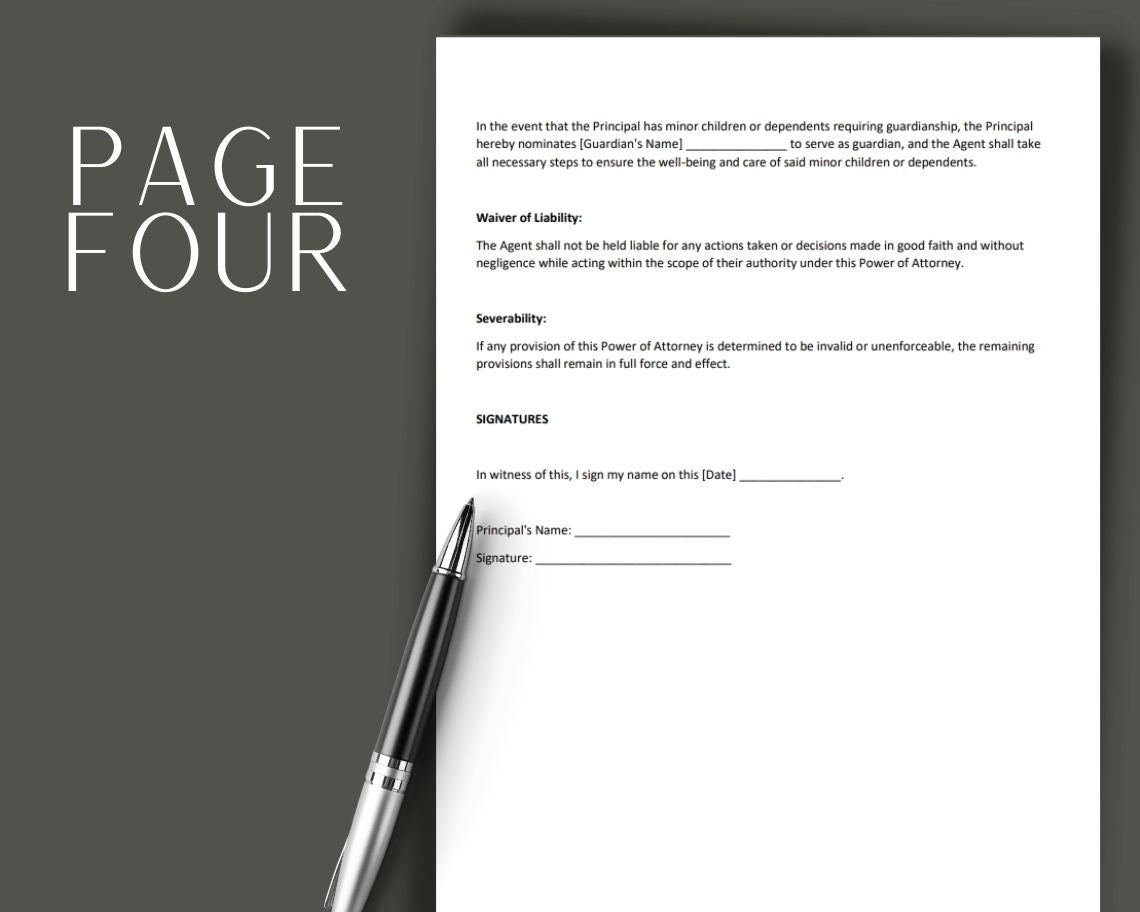 Power of Attorney POA | Legal Document Lawyer Certified Binding Contract | Save Money on Legal Fees Instant Printable Download Easy Edit