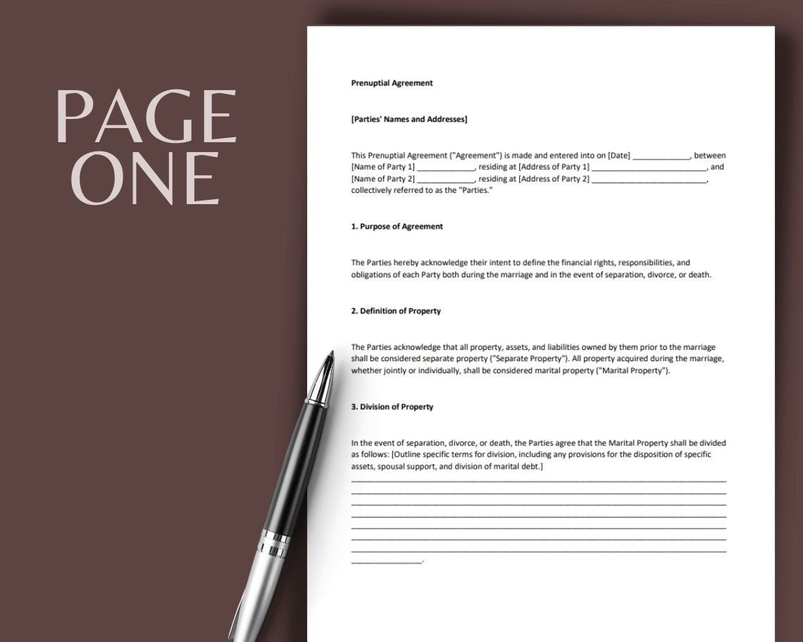 Prenuptial Agreement | Legal Document Lawyer Certified Binding Contract | Save Money on Legal Fees Instant Printable Download Easy Edit
