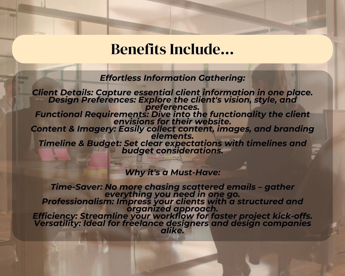 Website Design Questionnaire Spreadsheet | Web Designer Predesigned Question Sheet  | High Ticket Client Cheat Sheet | Website Builder Form