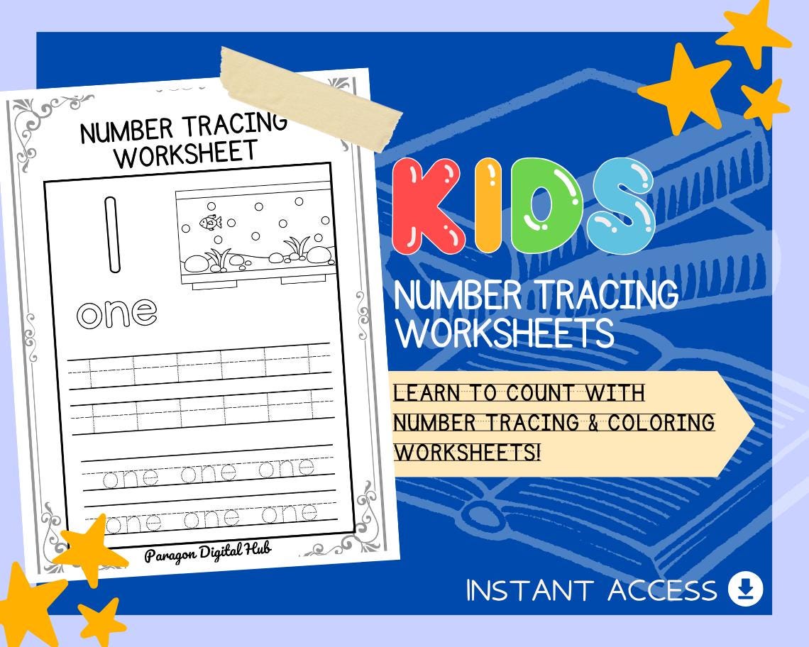 Number Tracing Worksheets 1–10 | Printable Colouring Pages for Kids | Early Learning Counting Sheets for Preschool & Toddlers