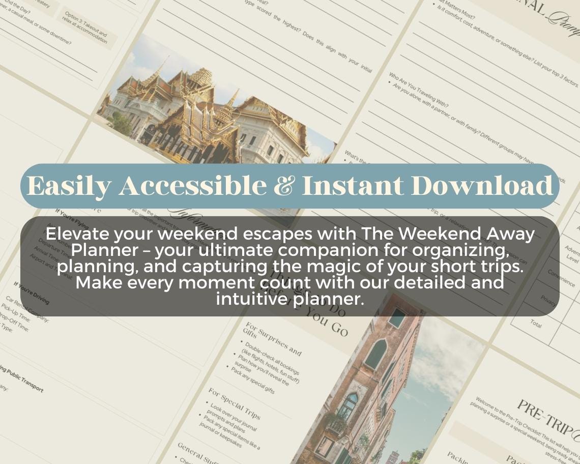 Weekend Trip Planner | Goodnotes, Ipad, Notability, Canva | Daily Weekend Away Planner | Holiday Itinerary List & Vacation Budget Tracker