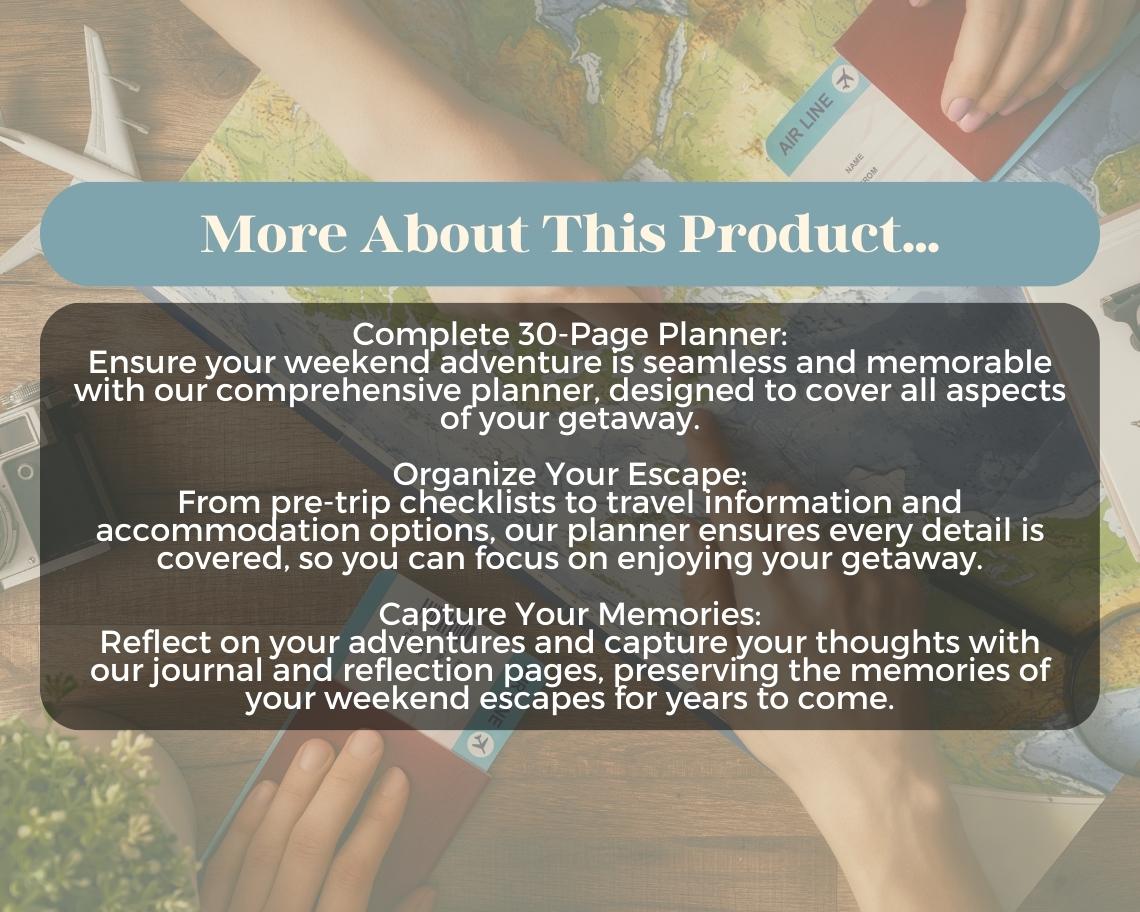Weekend Trip Planner | Goodnotes, Ipad, Notability, Canva | Daily Weekend Away Planner | Holiday Itinerary List & Vacation Budget Tracker