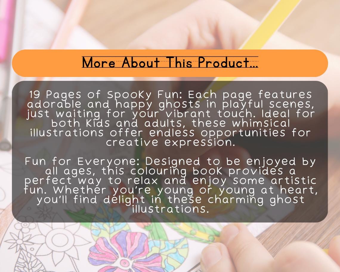 Happy Ghosts Colouring Book | 19 Friendly Ghost Themed Graphic Pages | Kids & Adults Art Books | Printable Drawing Colour Sheets All Ages |