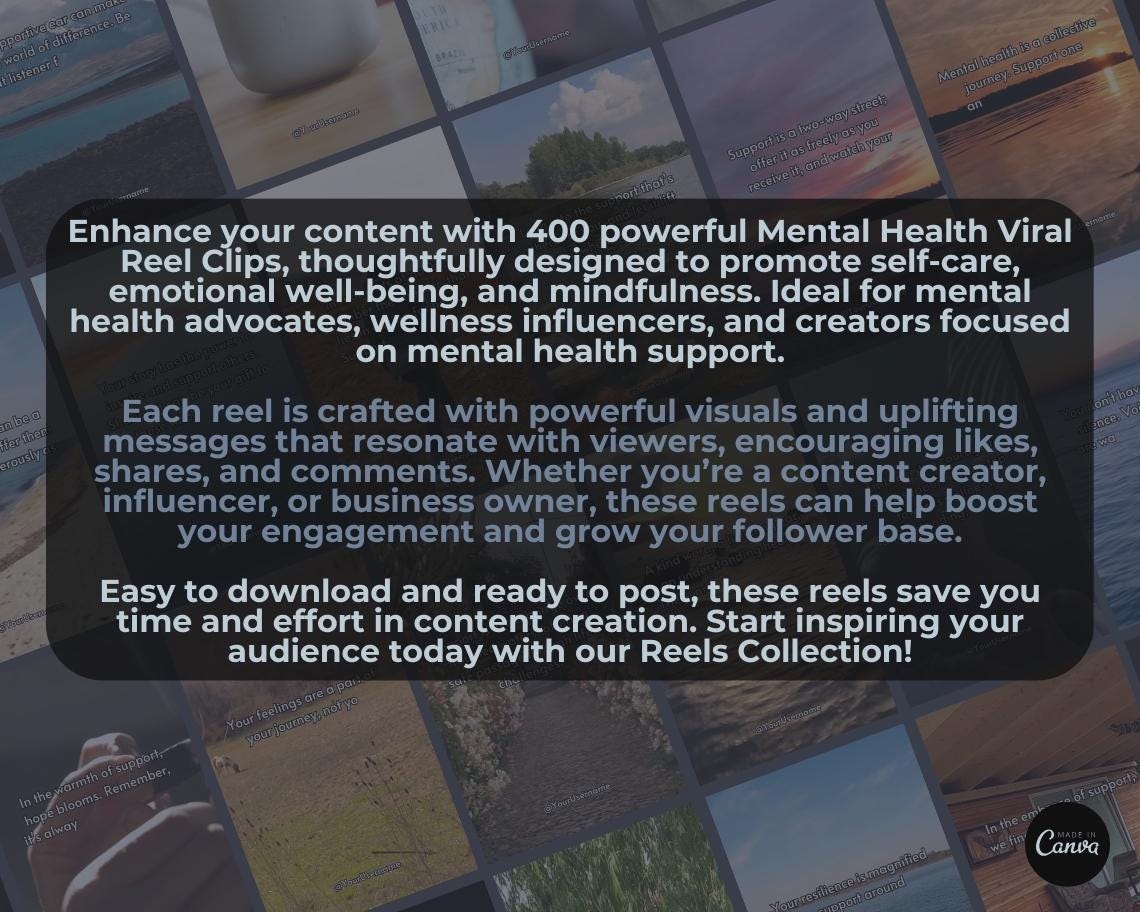 400 Mental Health Reels | DFY Done For You Viral Clips | TikTok Instagram Reels Facebook Youtube Shorts | English Captioned Ready To Post