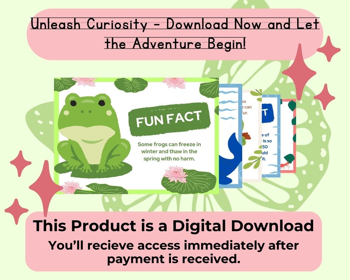 Kids 50 Animal Facts Cards | Children's Learning Sheet | Teach Kids & Toddlers Pages | Kids Educational Templates For Learning The Animals