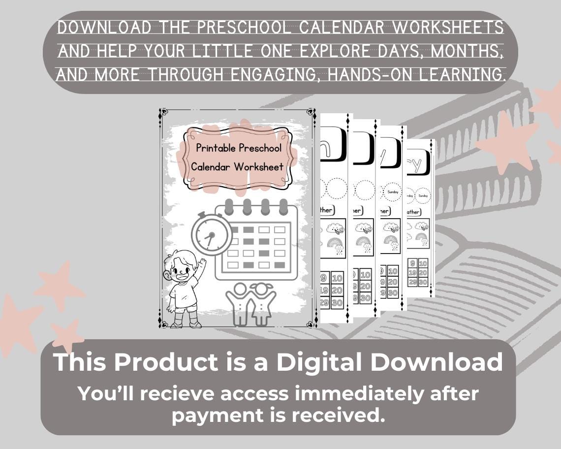 Preschool Calendar Worksheets | 12 Printable Learning Pages | Early Years Classroom and Homeschool Resource