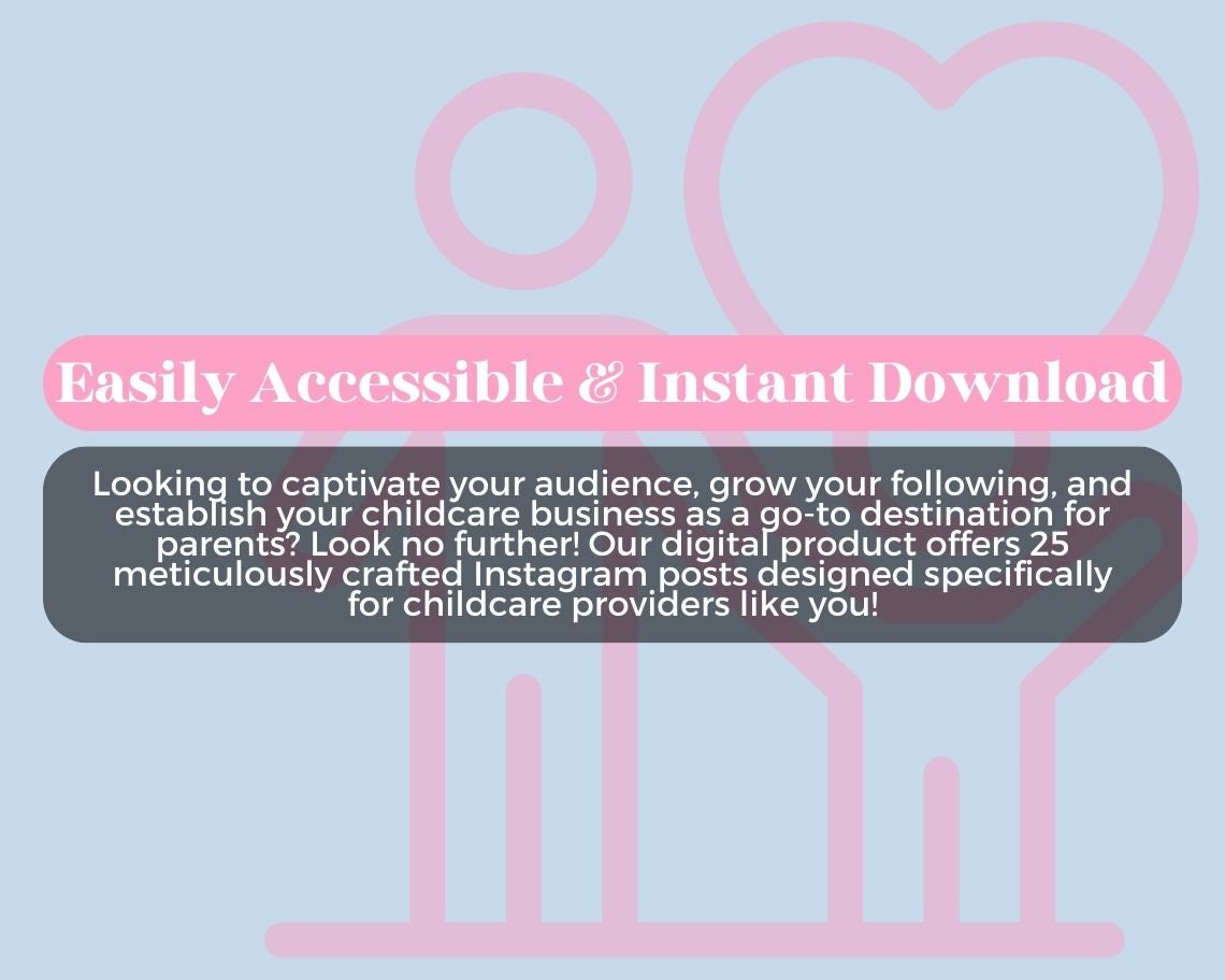 Childcare Instagram Posts | 25 Social Media Graphics | Childcare Insta Post Templates | Instagram Story and Post Designs For Viral IG